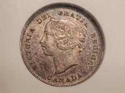ANACS 1888 Canada Silver 5 cent in About Uncirculated - 58