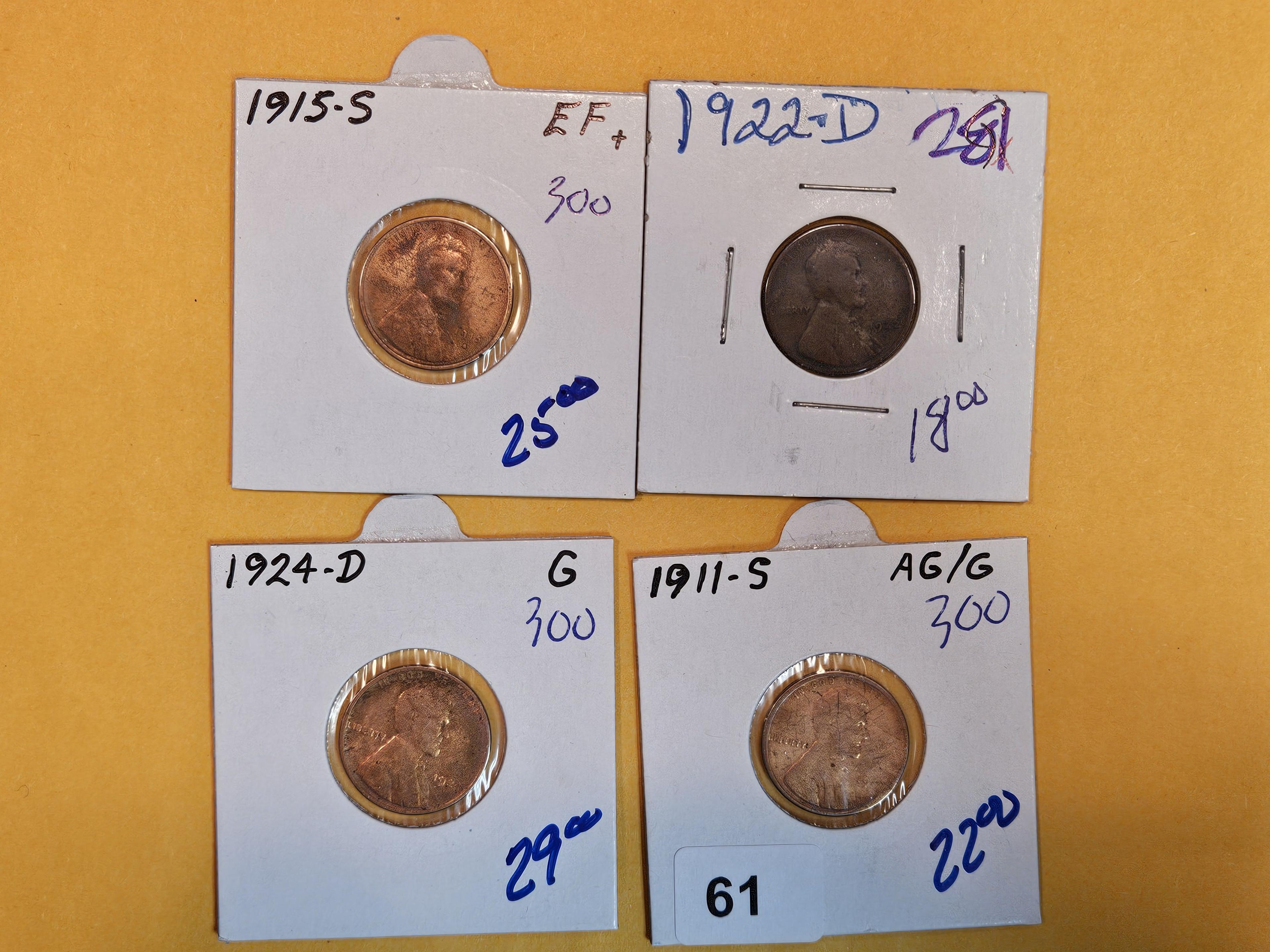 Four better date Wheat cents