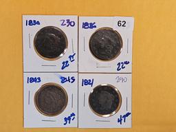 Four Coronet and Braided Hair Large Cent