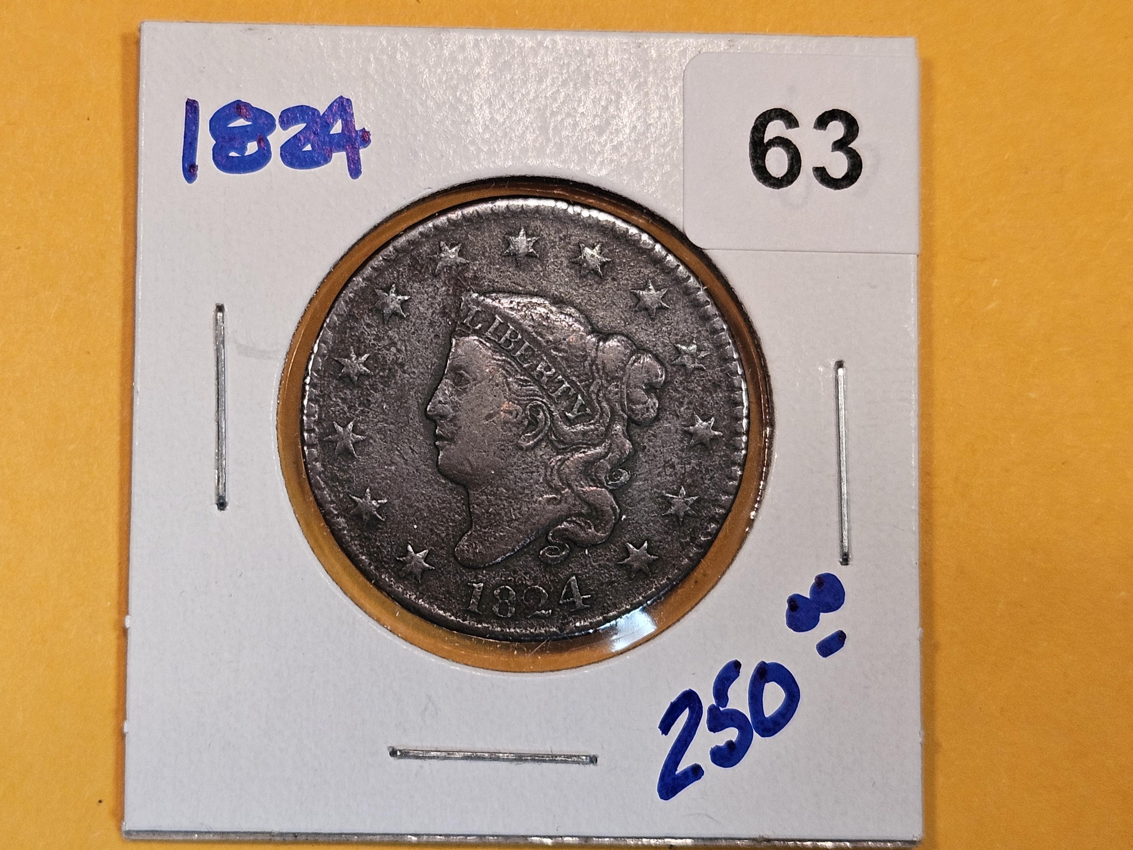 Better Date 1824 Coronet Head large Cent