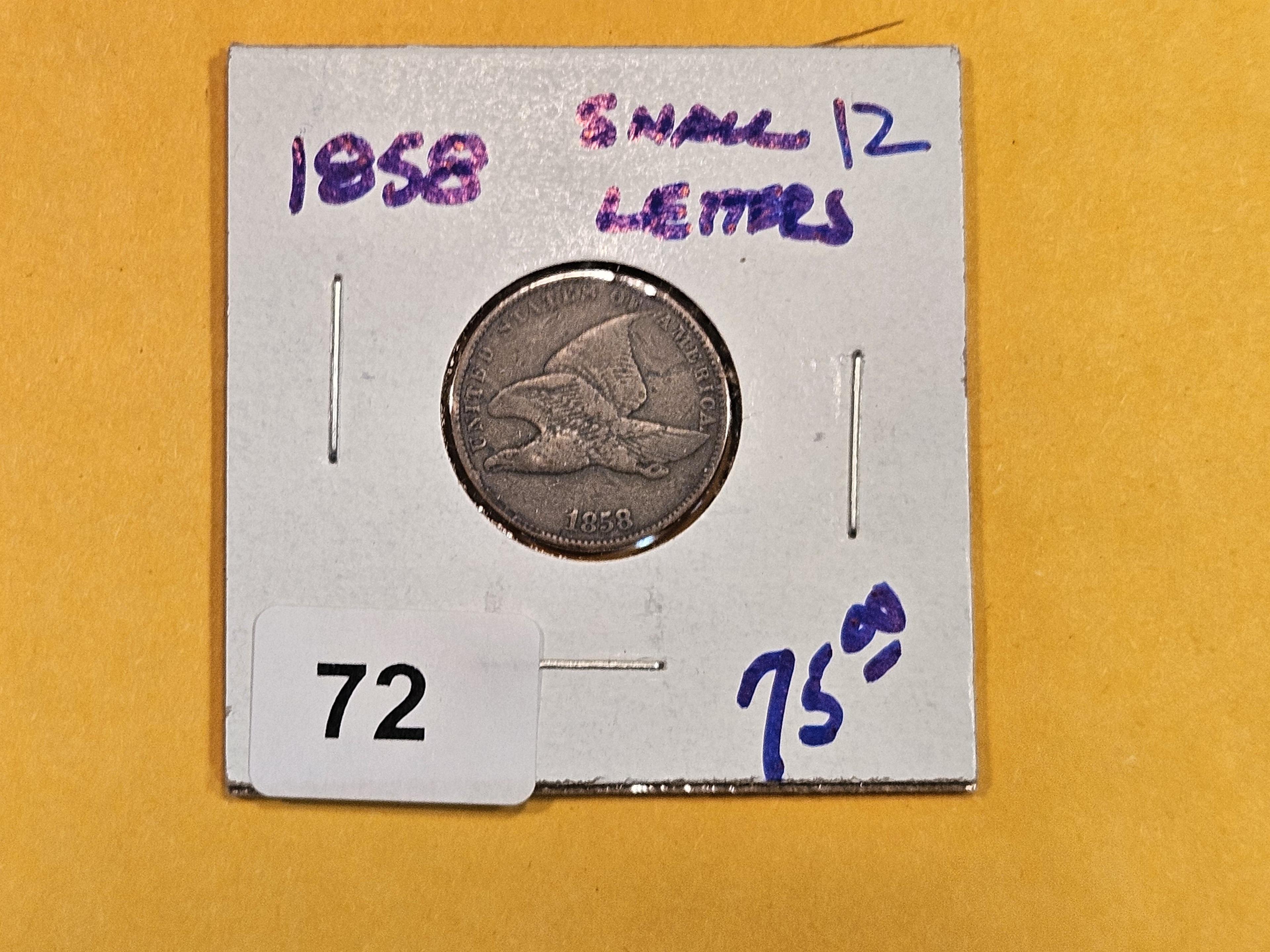 1858 Small Letters Flying Eagle cent