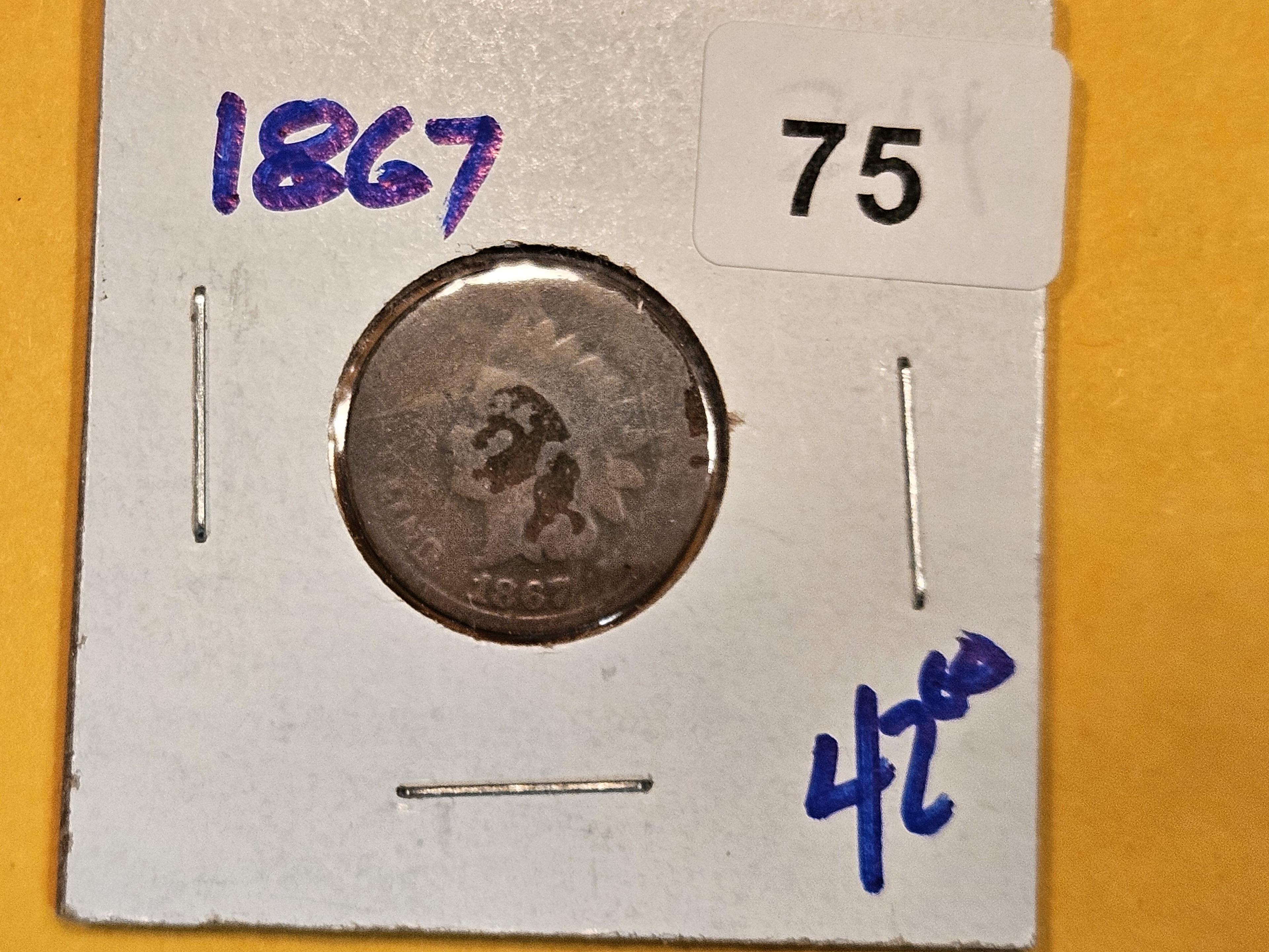 Semi-key 1867 Indian Cent