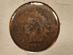 Semi-key 1867 Indian Cent