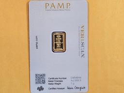 GOLD! PAMP Suisse One Gram .9999 fine gold bar