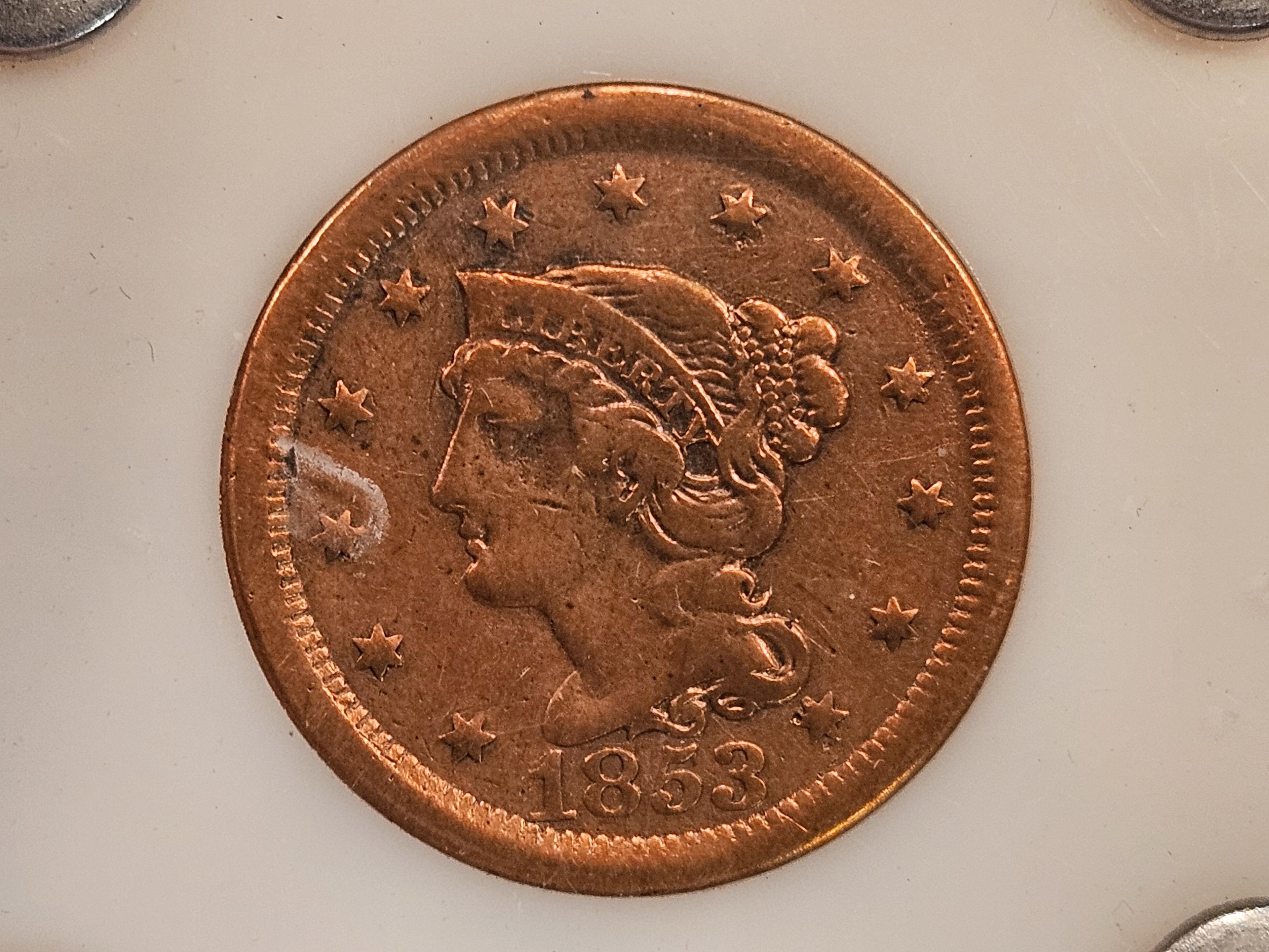 Four BU Memorial Rolls and a 1853 Large Cent