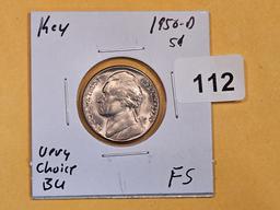 * KEY DATE! Very Choice Brilliant Uncirculated 1950-D Jefferson Nickel