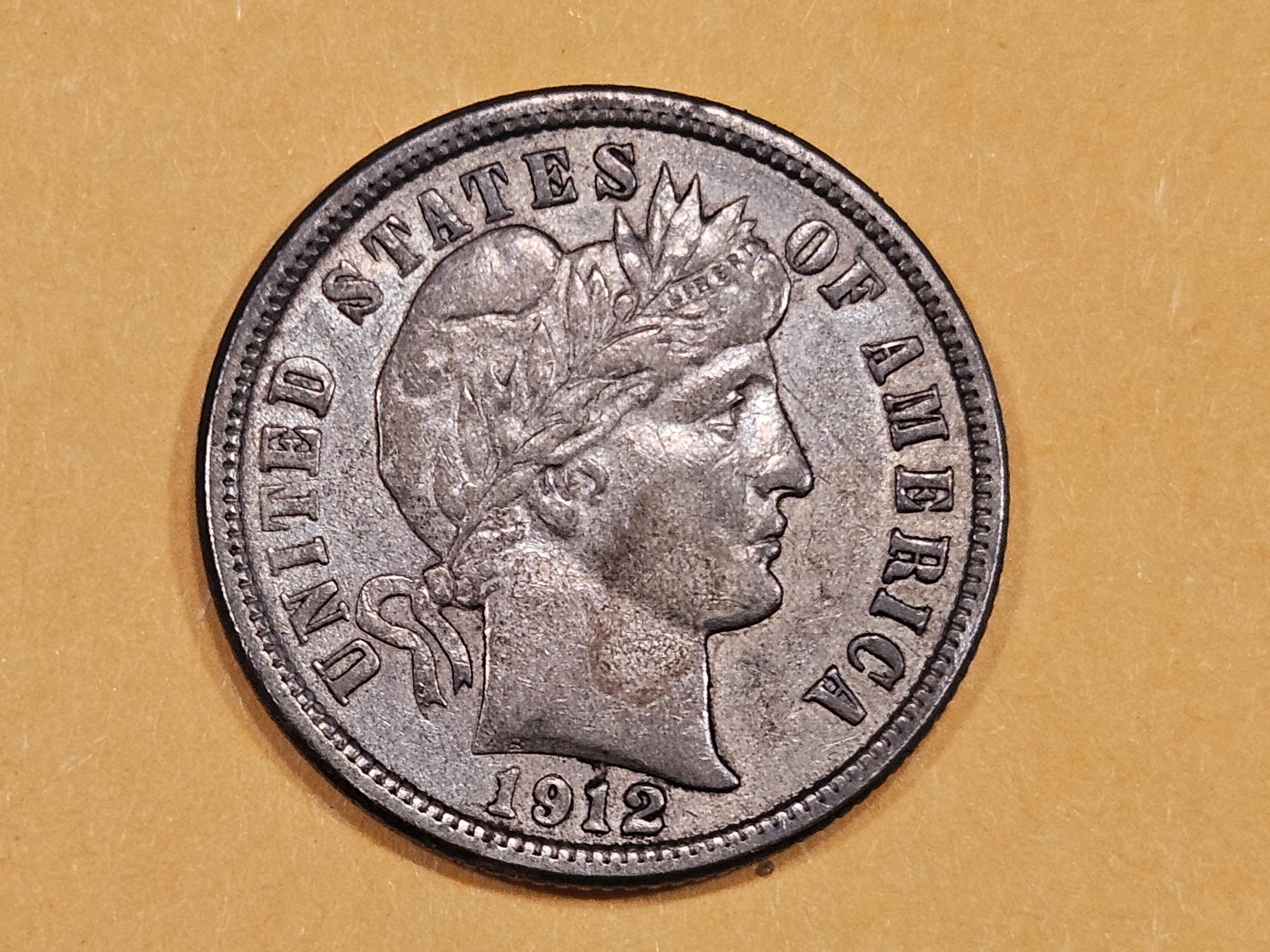 Nicer 1912 Barber Dime