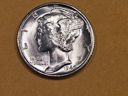 GEM Brilliant Uncirculated 1940-S Mercury Dime