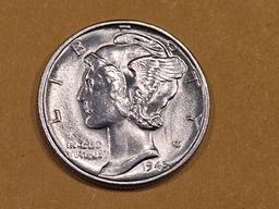 GEM Brilliant Uncirculated 1945 Mercury Dime