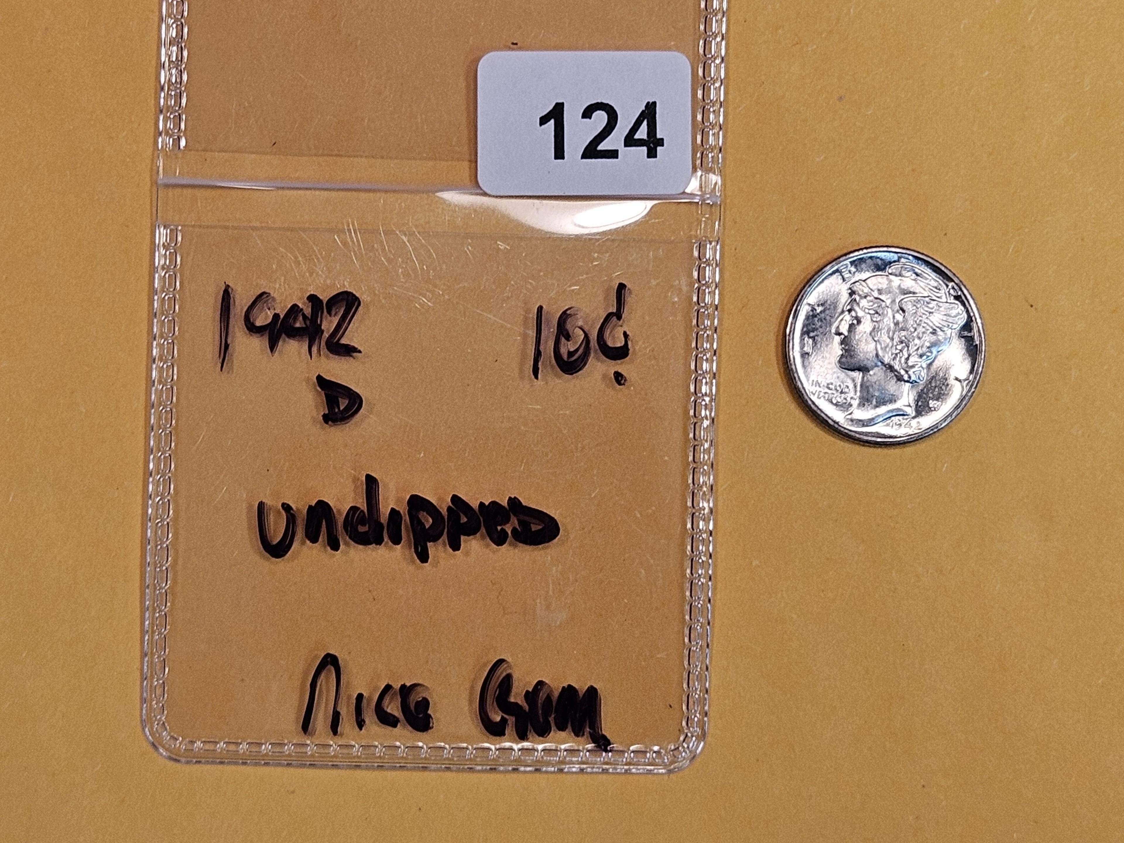 GEM Brilliant Uncirculated 1942-D Mercury Dime