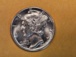 Very Choice Brilliant Uncirculated 1940-D Mercury Dime FSB