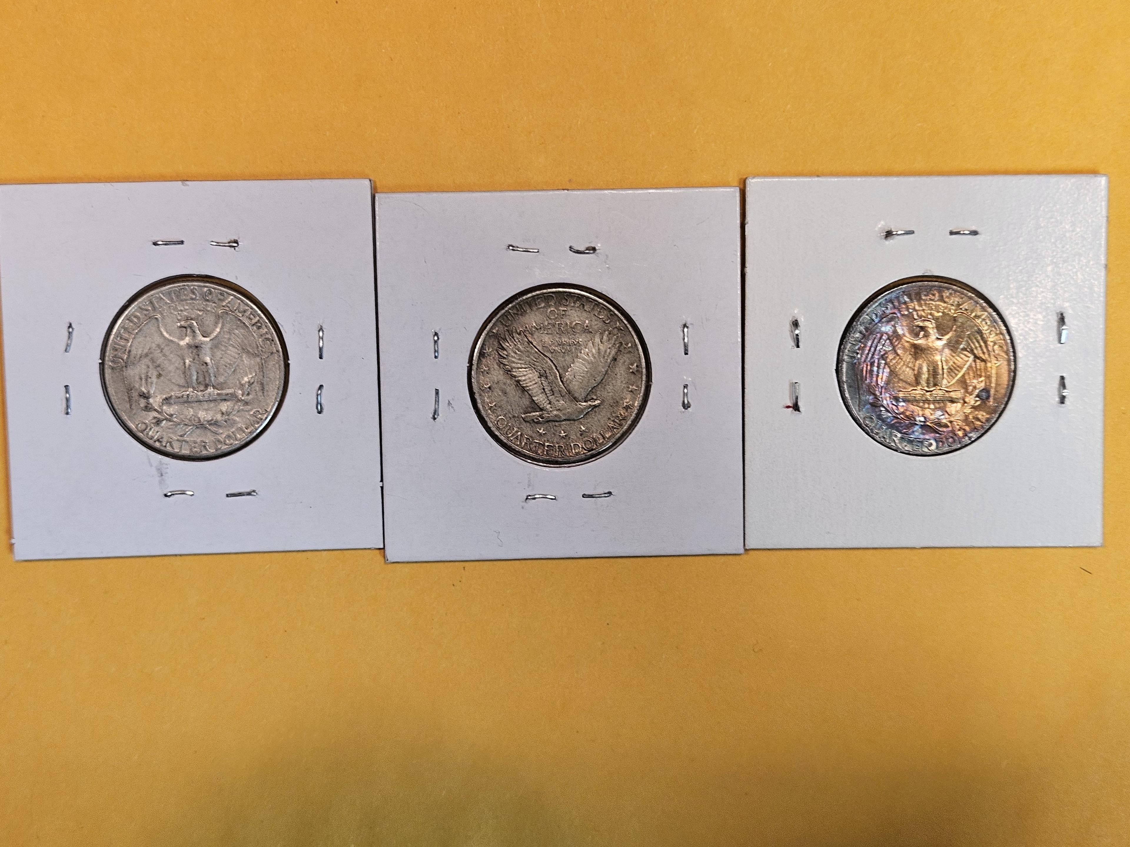 Three mixed silver Quarters