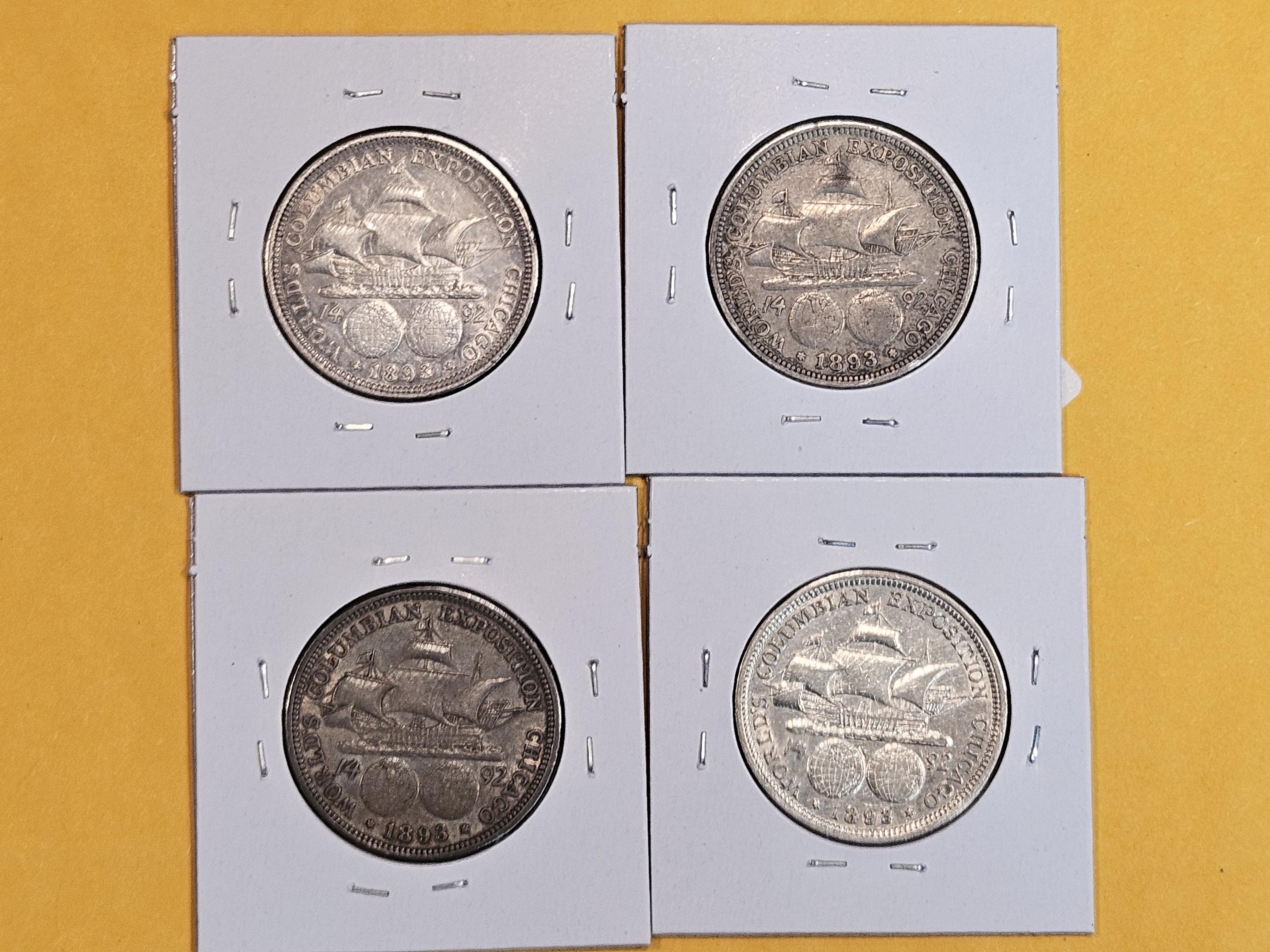 Four 1893 Columbian Commemorative Half Dollars