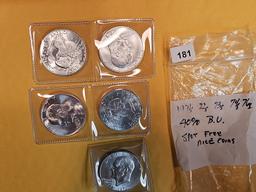 Five Very Choice to GEM Brilliant uncirculated Silver Eisenhower Dollars