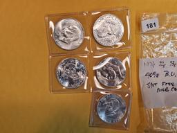 Five Very Choice to GEM Brilliant uncirculated Silver Eisenhower Dollars