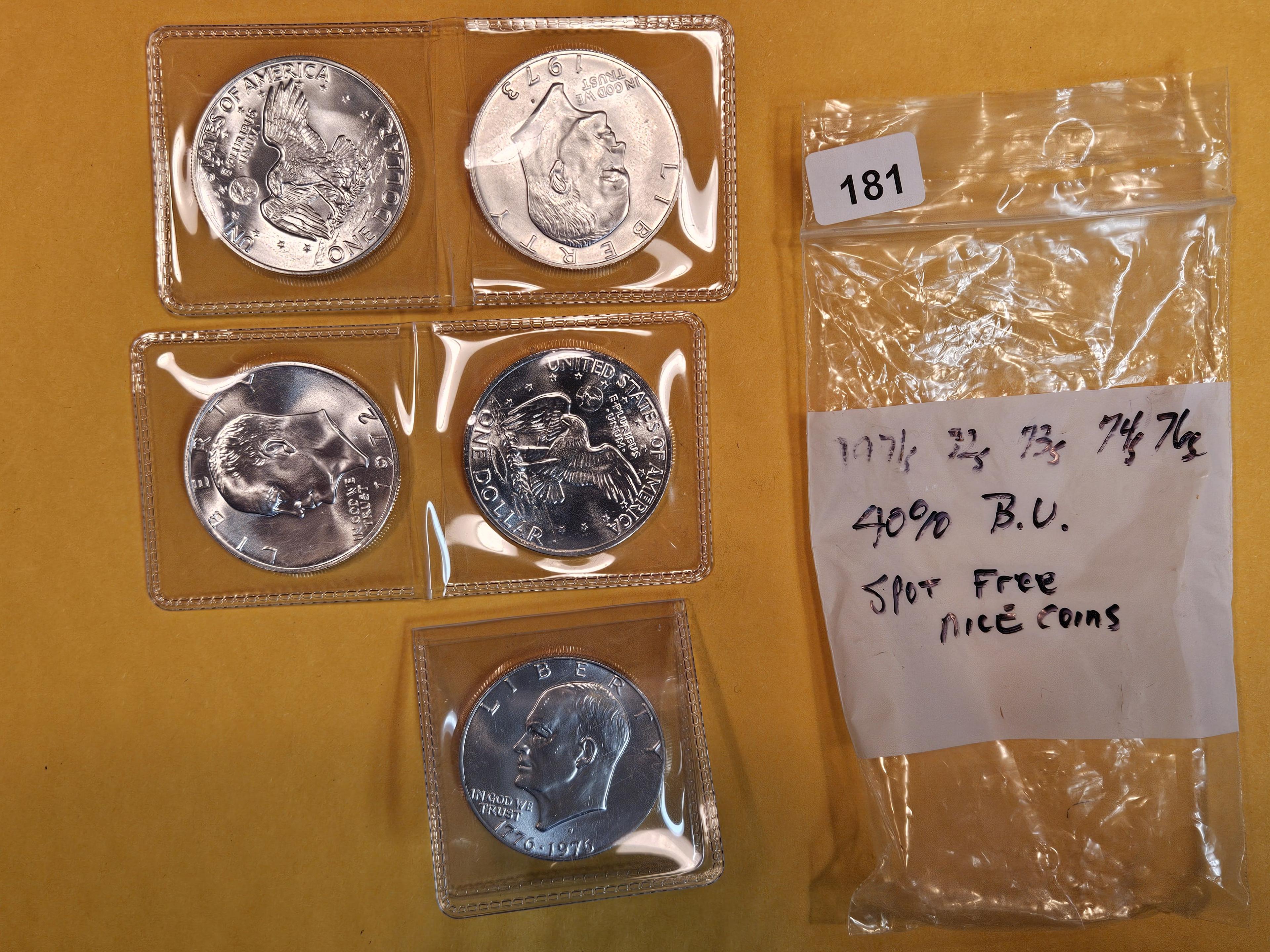 Five Very Choice to GEM Brilliant uncirculated Silver Eisenhower Dollars