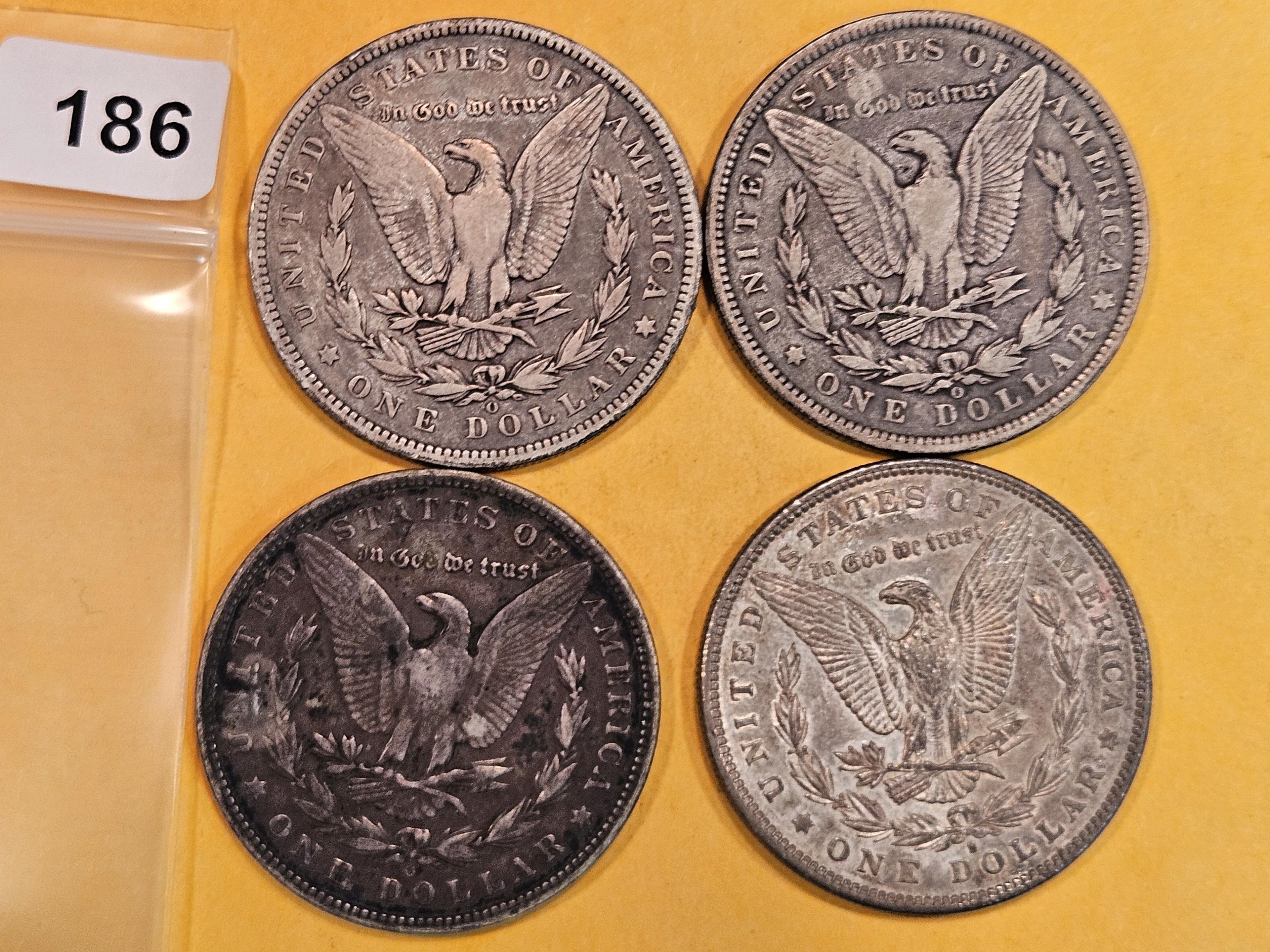 Four Morgan Silver Dollars