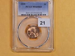 GEM! PCGS 1935 Wheat cent in Mint State 65 RED