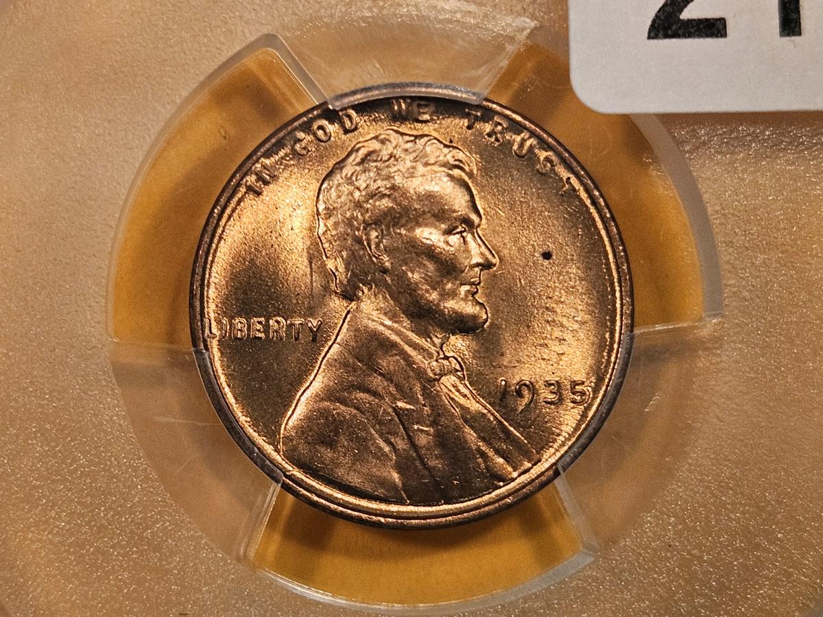 GEM! PCGS 1935 Wheat cent in Mint State 65 RED