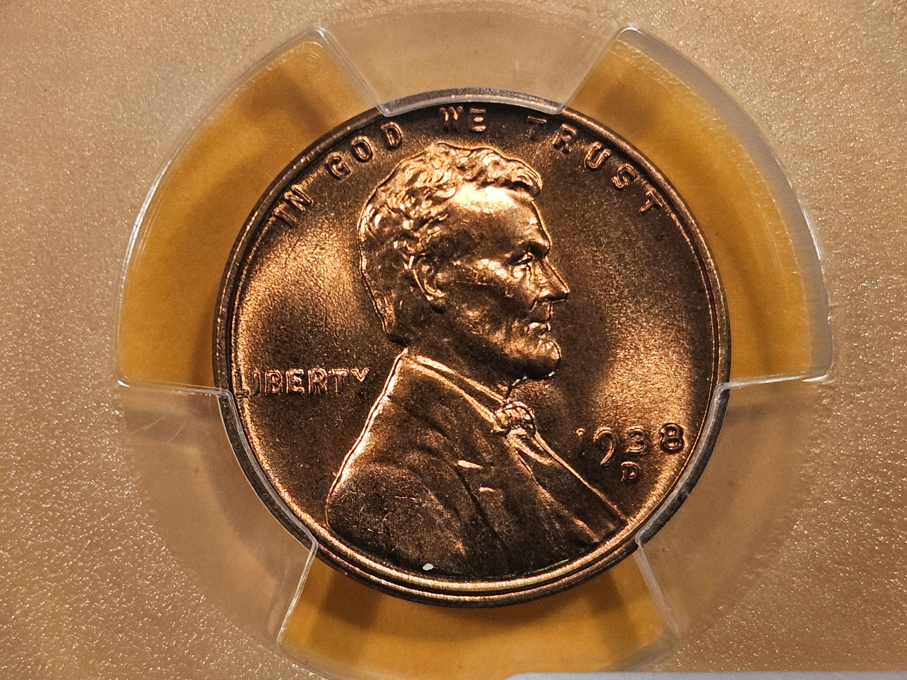 GEM! PCGS 1938-D Wheat cent in Mint State 65 RED