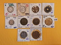 Ten mixed World coins