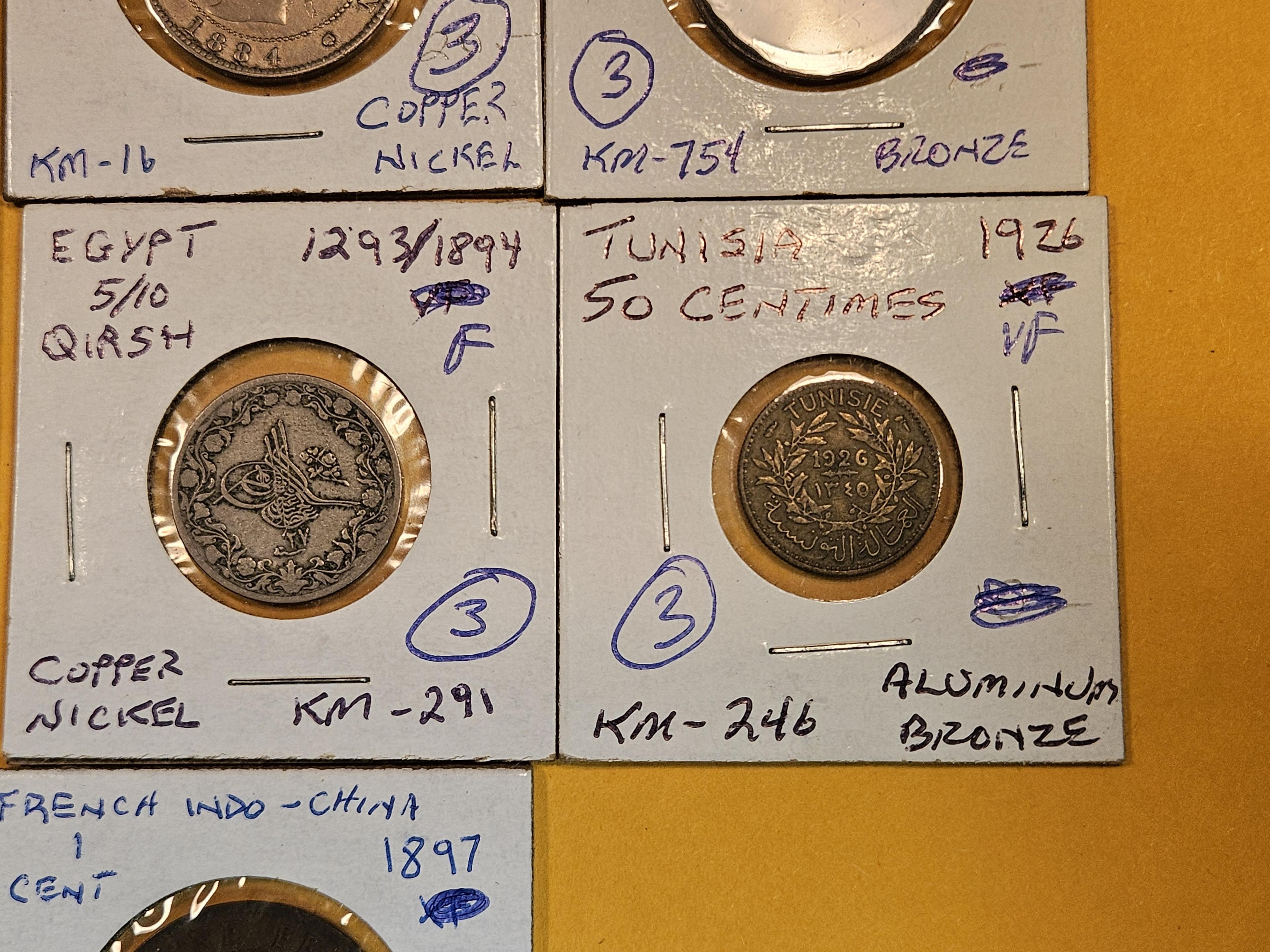 Ten mixed World coins