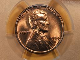 GEM! PCGS 1954-S Wheat cent in Mint State 66 RED