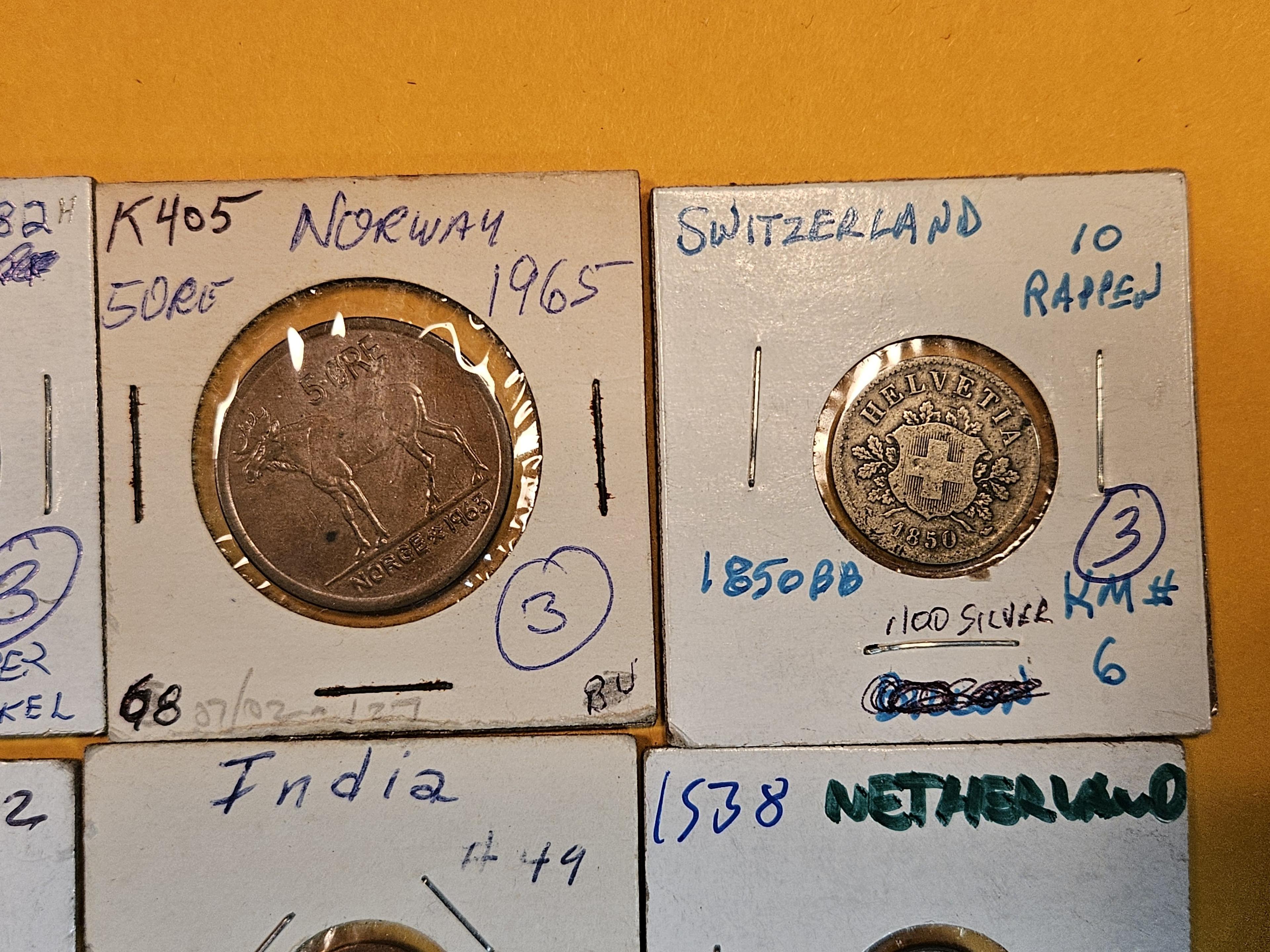 Ten mixed World coins