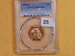 GEM! PCGS 1948-S Wheat cent in Mint State 66 RED