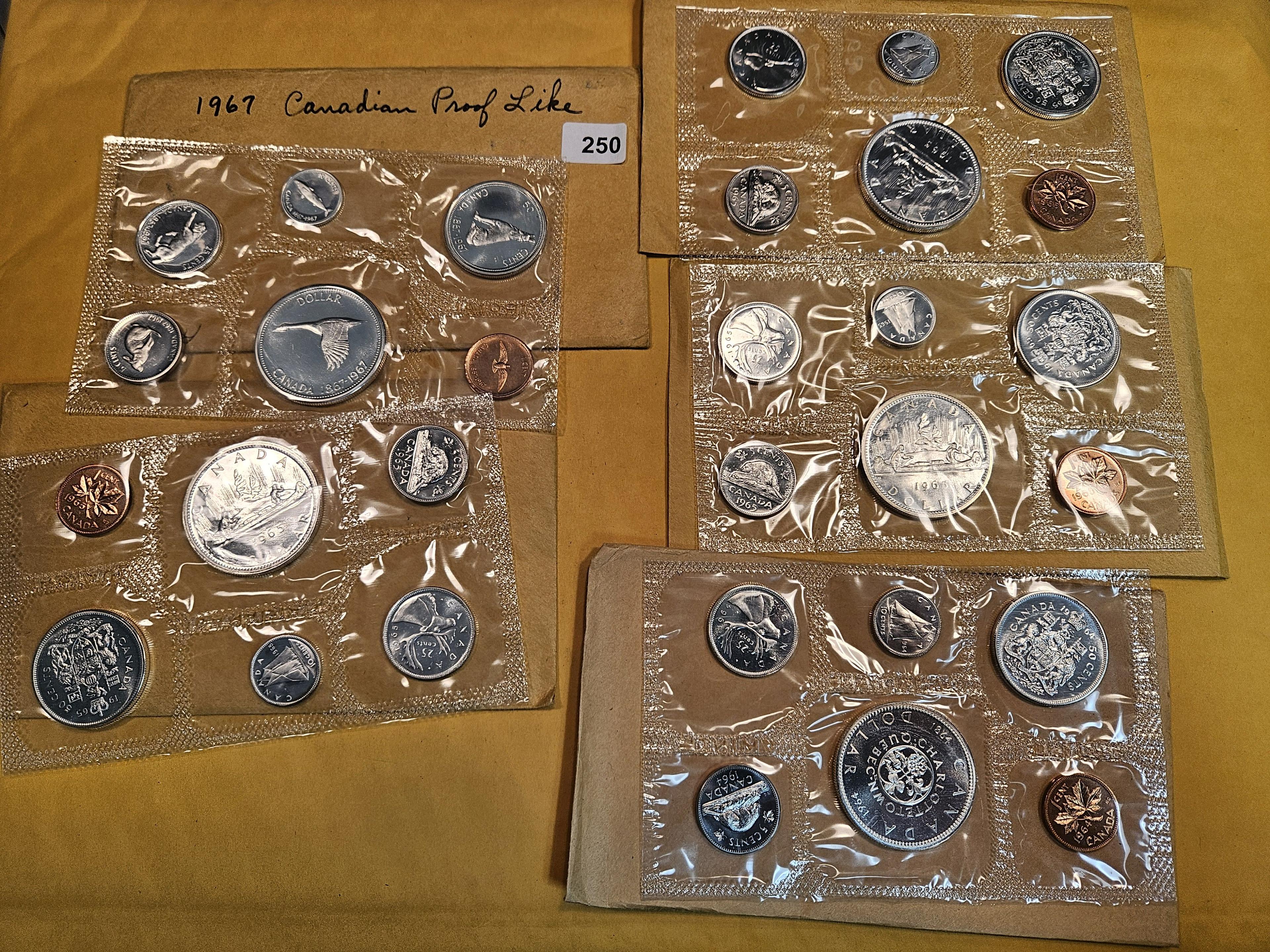 Five Proof or Prooflike Canada Silver GEM Coin Sets