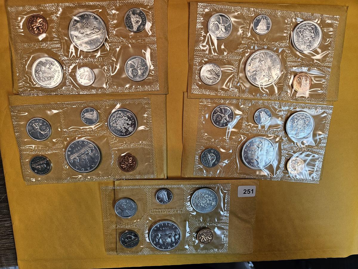 Five Proof or Prooflike Canada Silver GEM Coin Sets