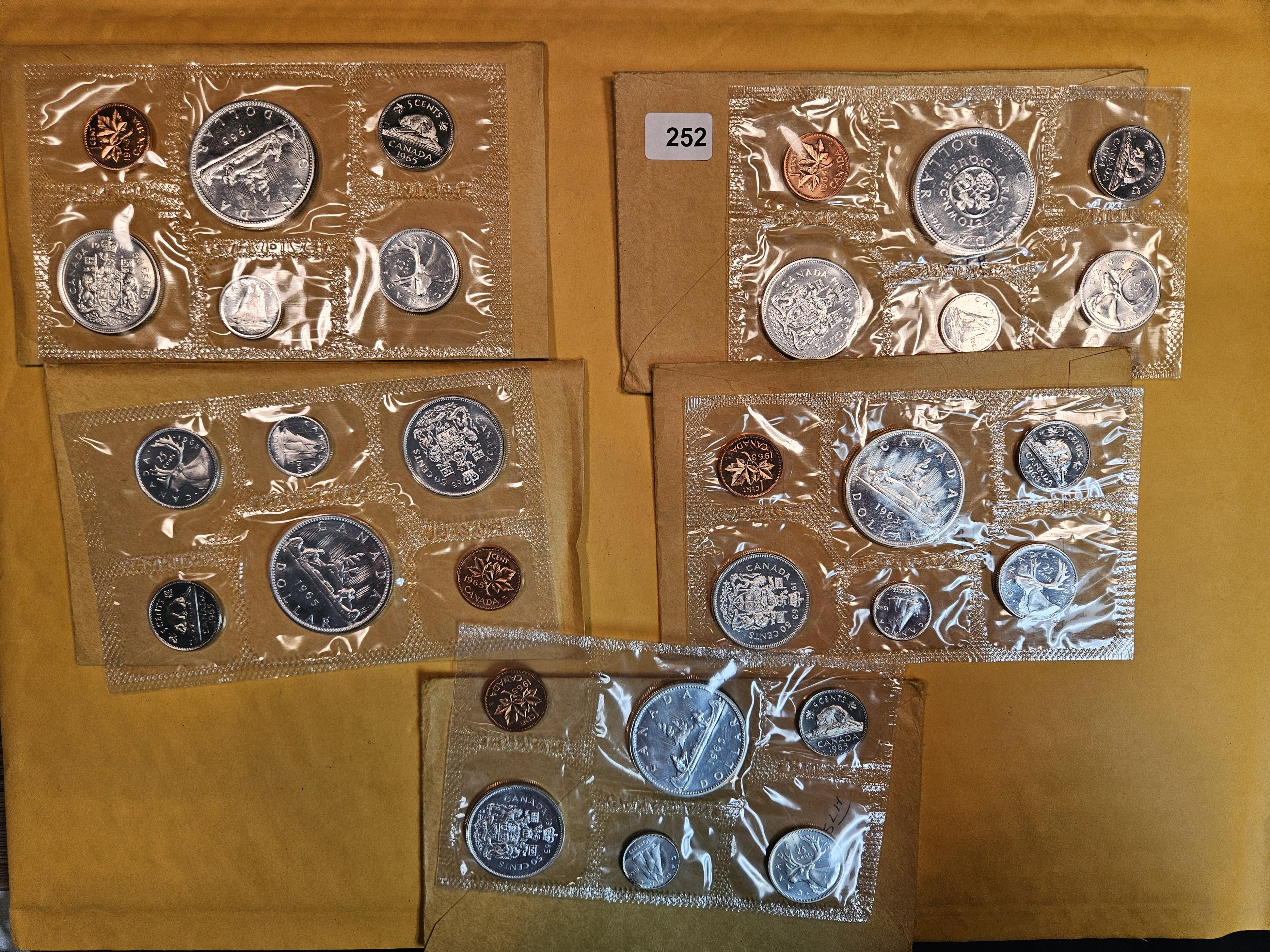 Five Proof or Prooflike Canada Silver GEM Coin Sets