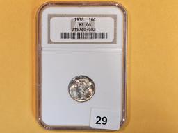 GEM! NGC 1938 Mercury Dime in Mint State 66