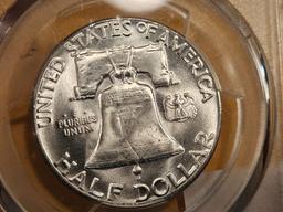 PCGS 1955 Franklin Half Dollar in Mint State 64 FBL