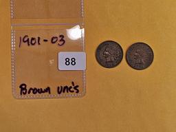 Two Choice Brown Uncirculated Indian Cents