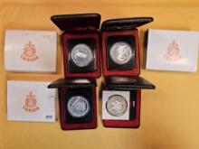 Four Canada Proof Silver Dollars