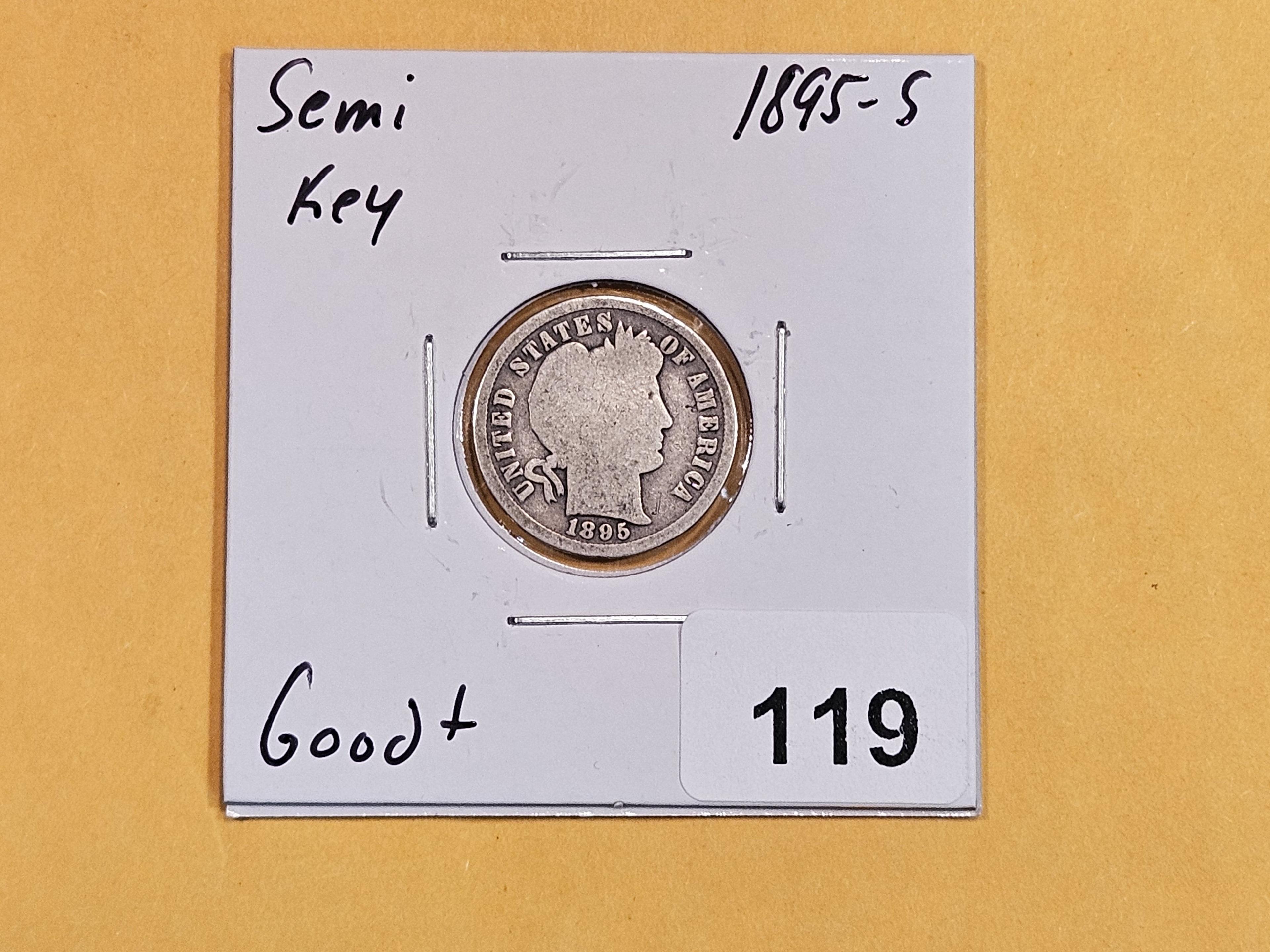 Semi-key 1895-S Barber Dime