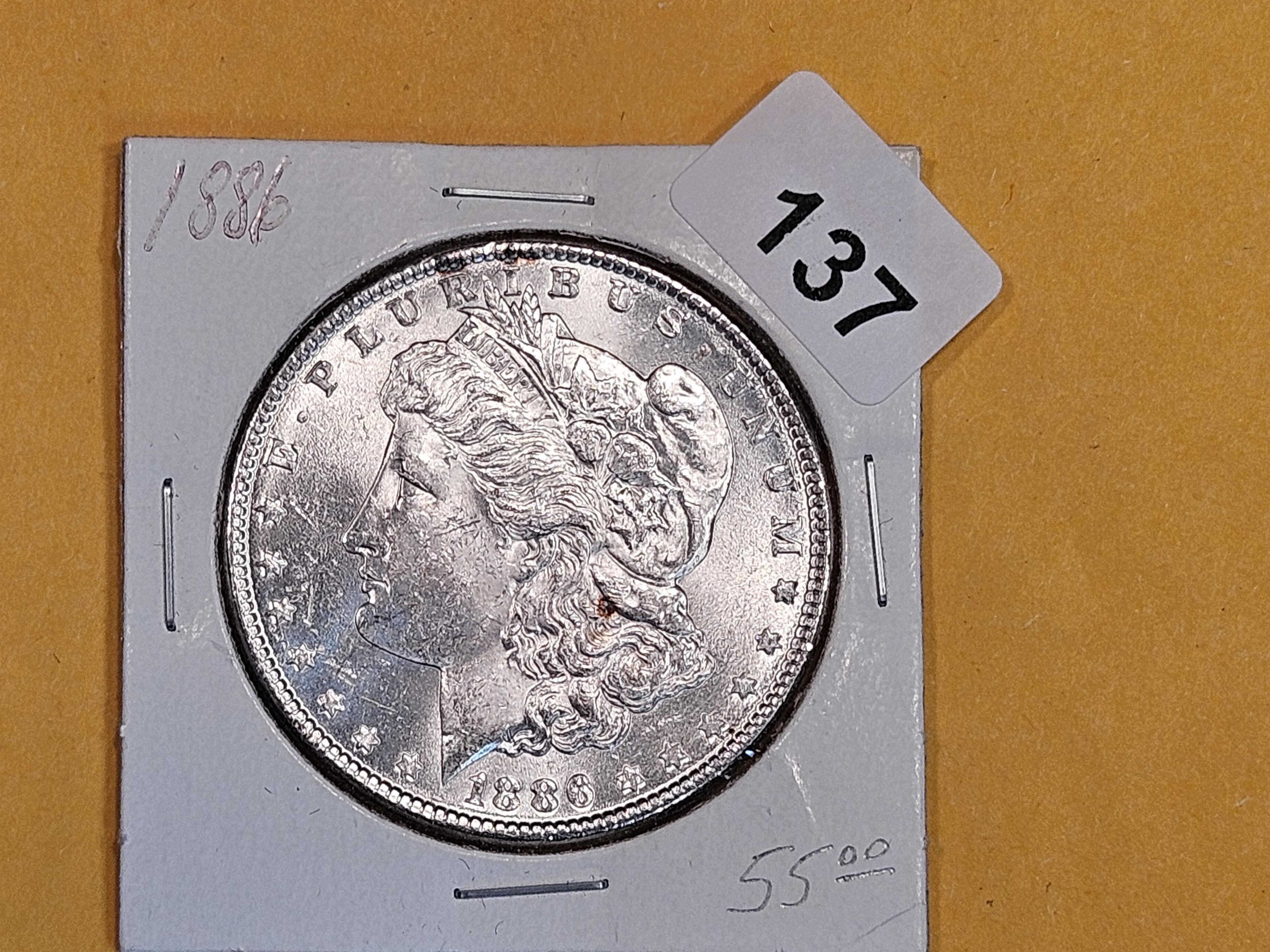 Choice Brilliant Uncirculated Plus 1886 Morgan Dollar