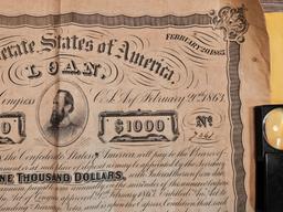 COOL! 1863  Confederate States of America $1,000 Loan