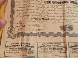 COOL! 1863  Confederate States of America $1,000 Loan