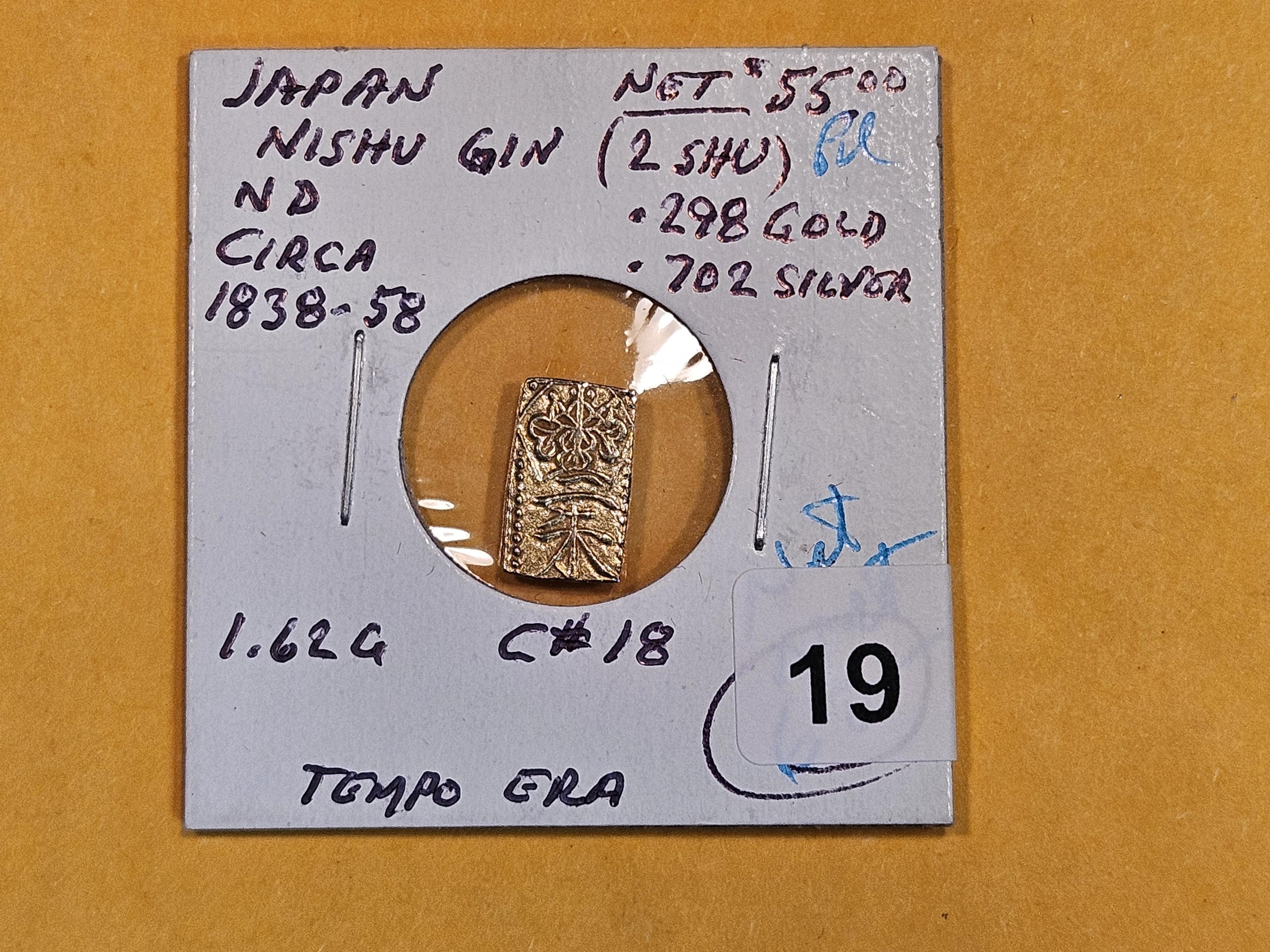 GOLD! 1838 - 1858 Japan Gold 2 Shu