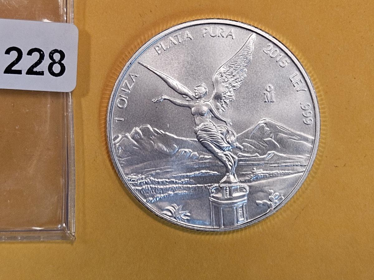 GEM Brilliant Uncirculated 2015 Mexico Silver Onza