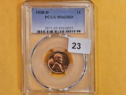 GEM! PCGS 1938-D Wheat cent in Mint State 65 RED