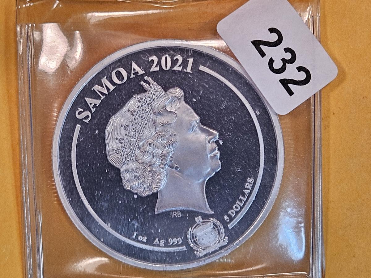 GEM Proof Deep Cameo 2021 Samoa silver Five Dollars