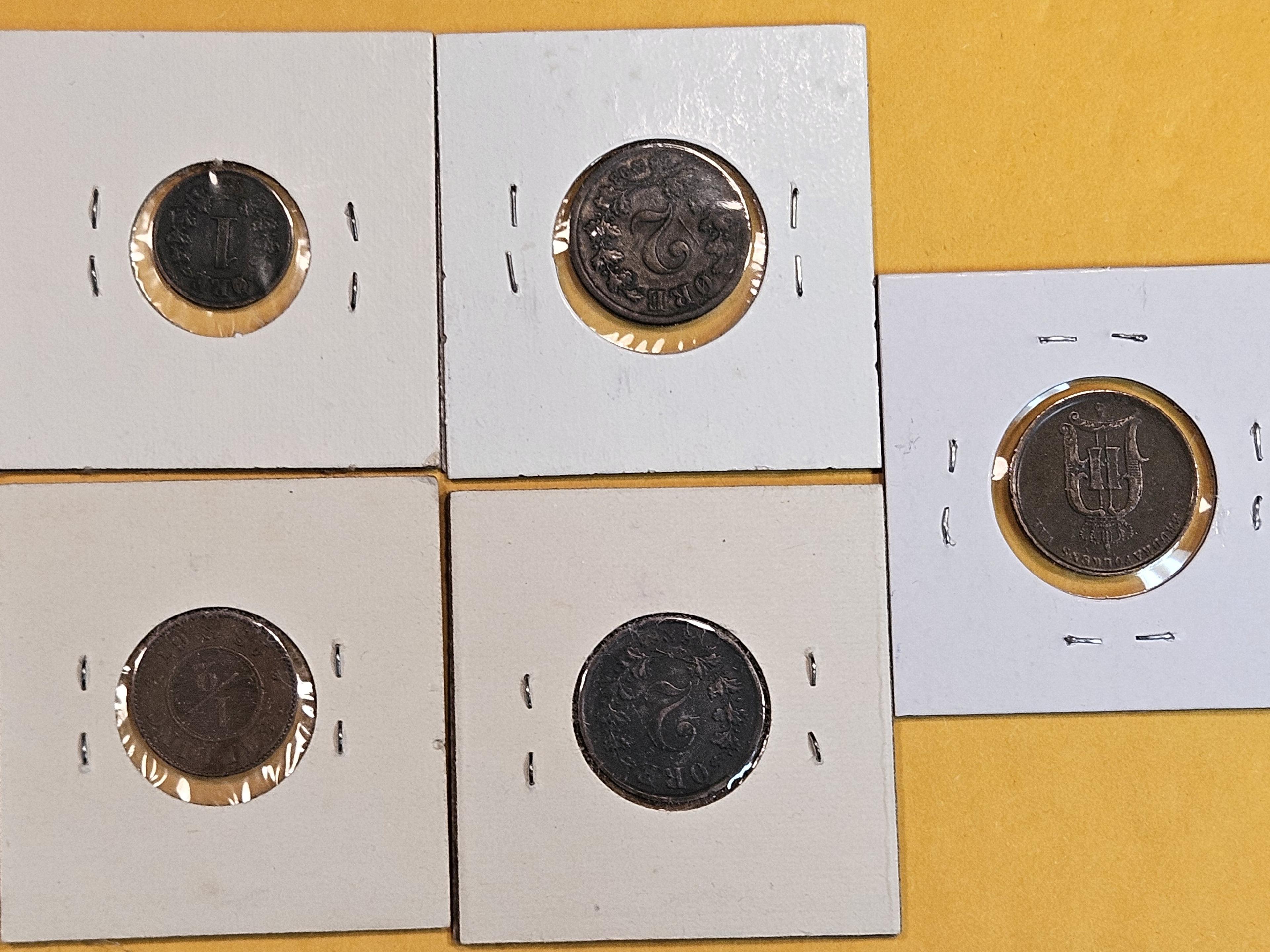 Five Scandinavian coins