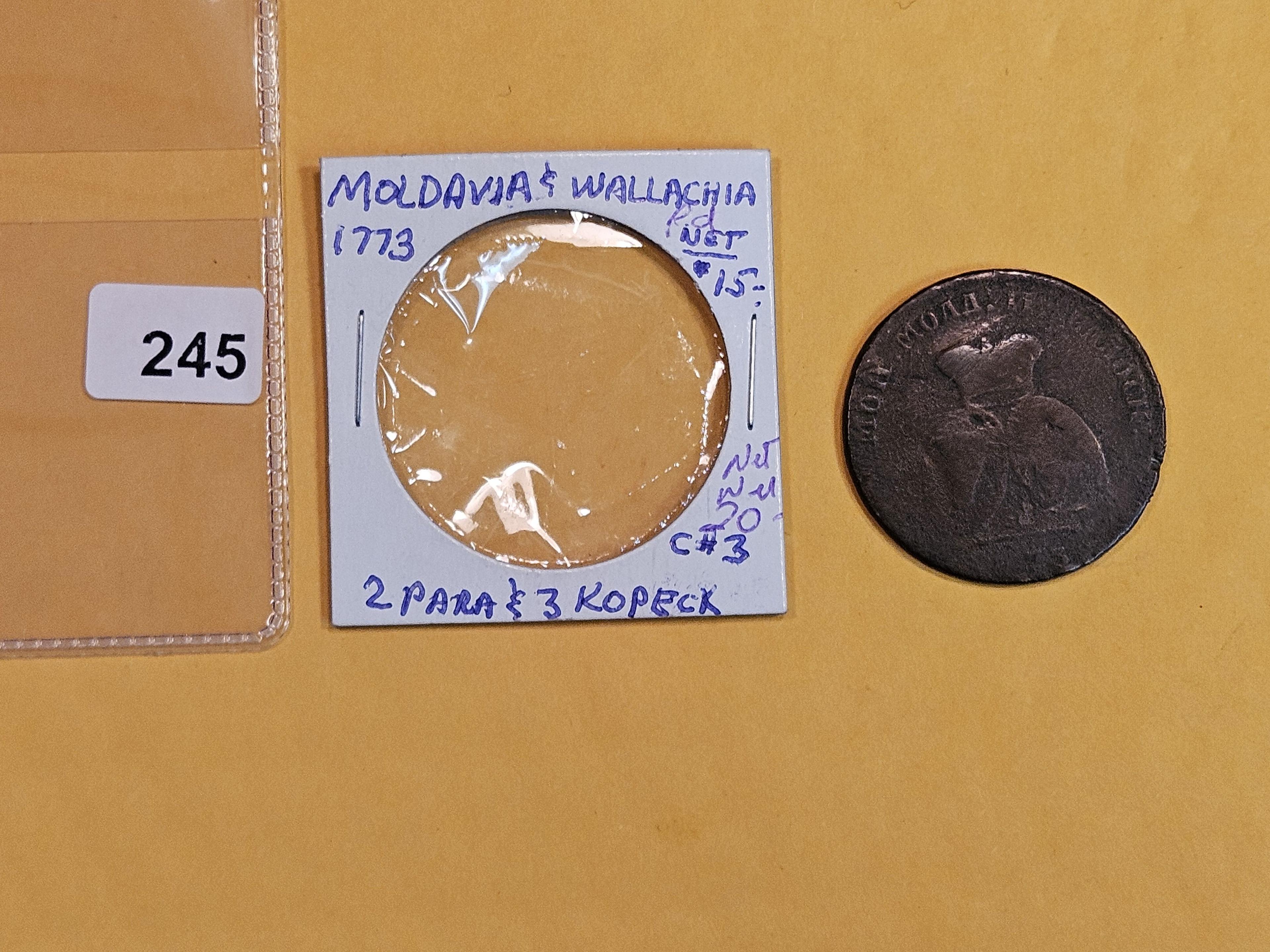 1773 Moldovia and Wallachia 2 para & 3 kopek