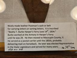 ** RARE! 1834 Harper's Ferry Postman's Belt