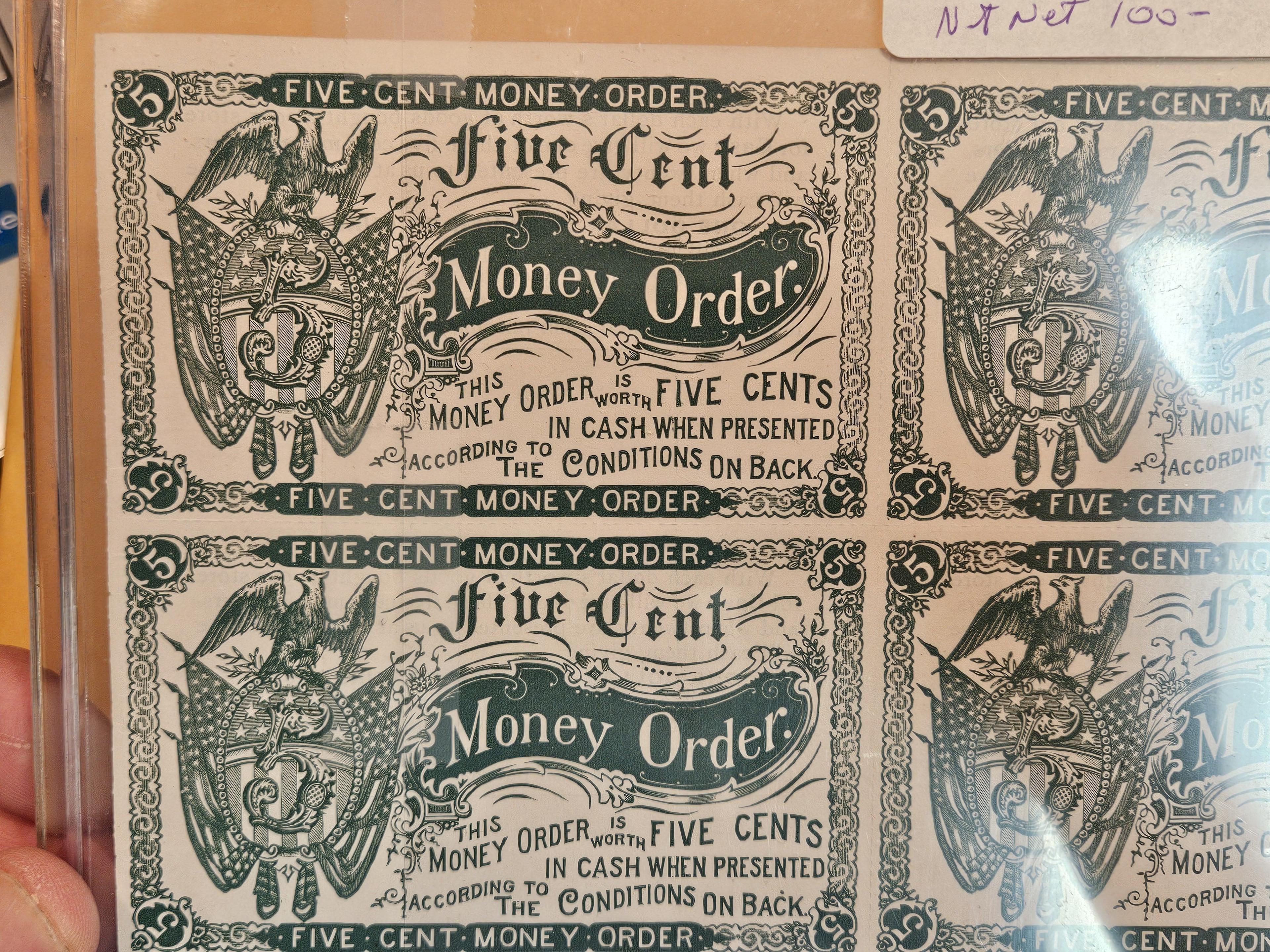 1890's Money Order Sheet