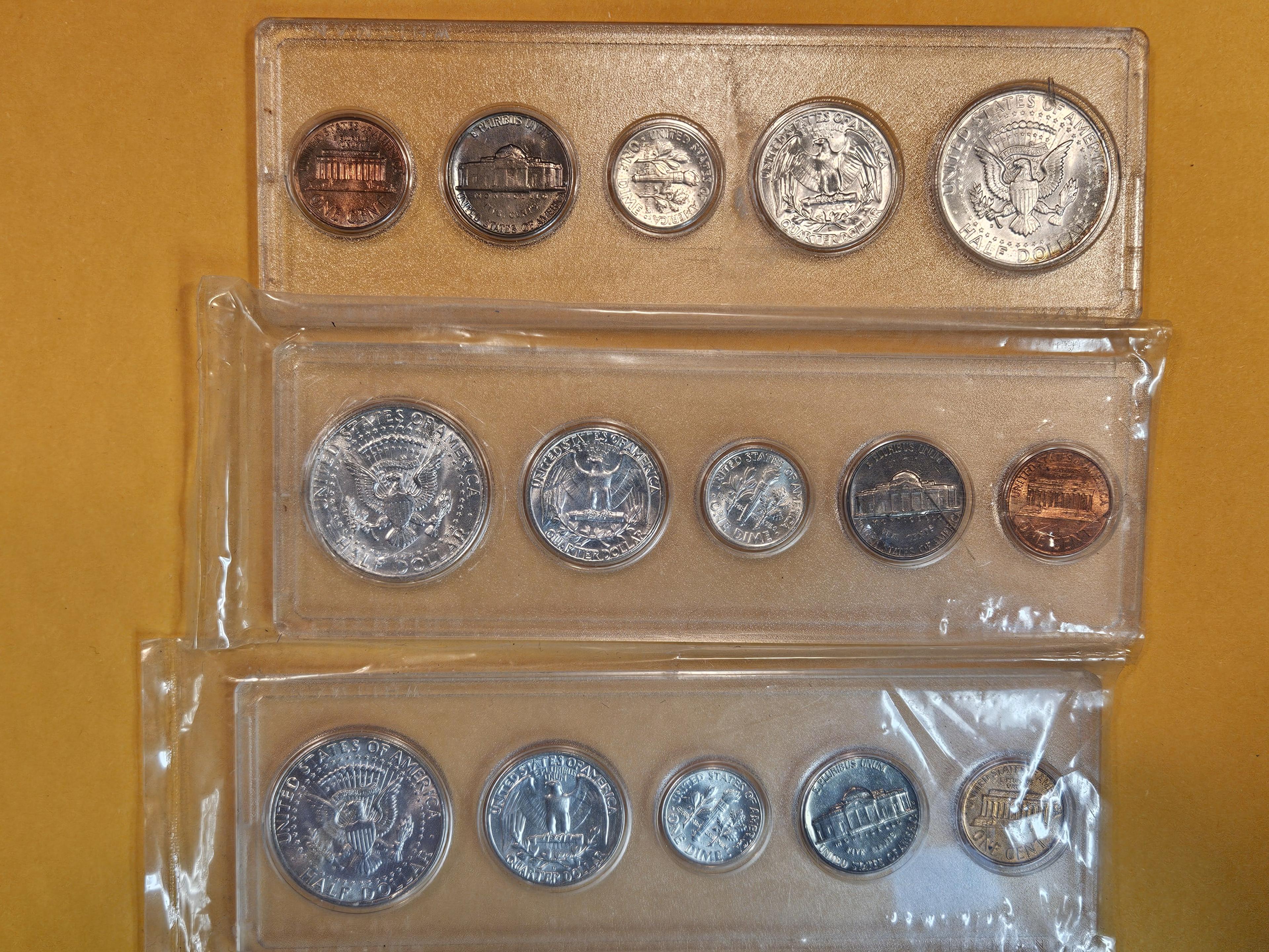 Three 1964 P & D Silver Mint Sets