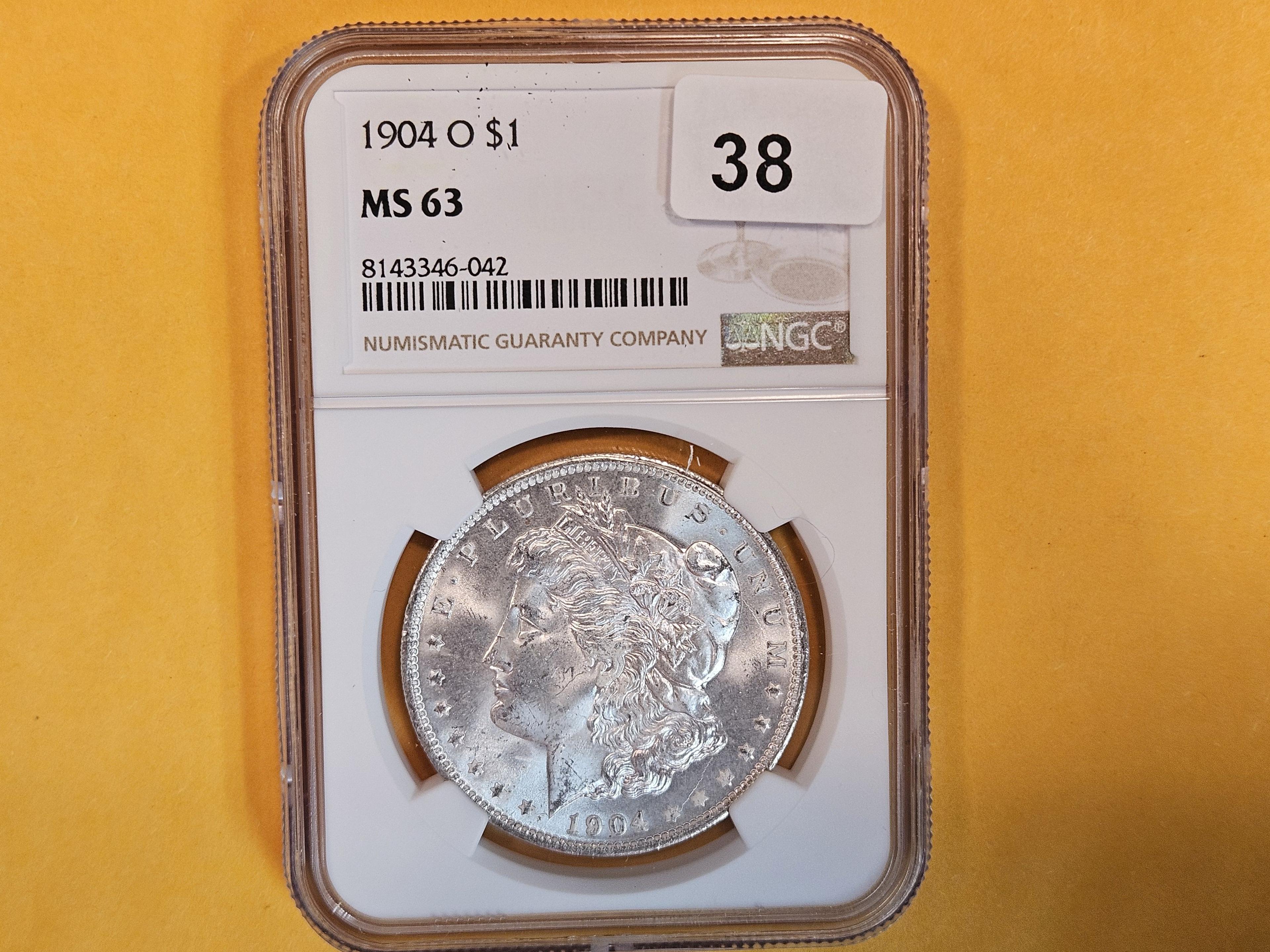 NGC 1904-O Morgan Dollar in Mint State 63